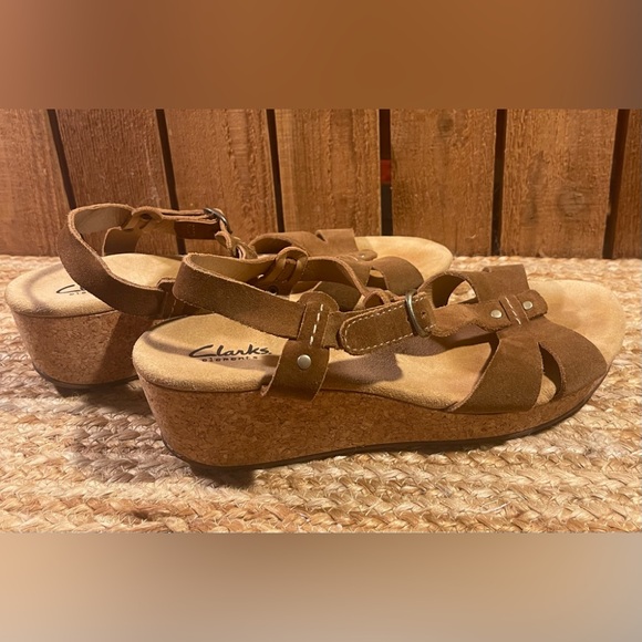 Clarks elements Women’s Cork Wedge Sandals Sz 10 - Picture 3 of 6
